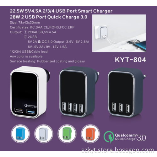 kc certification Quick Charge 3.0 23W Dual USB Wall Charger ,Travel Quick Charge 3.0 Fast Charger